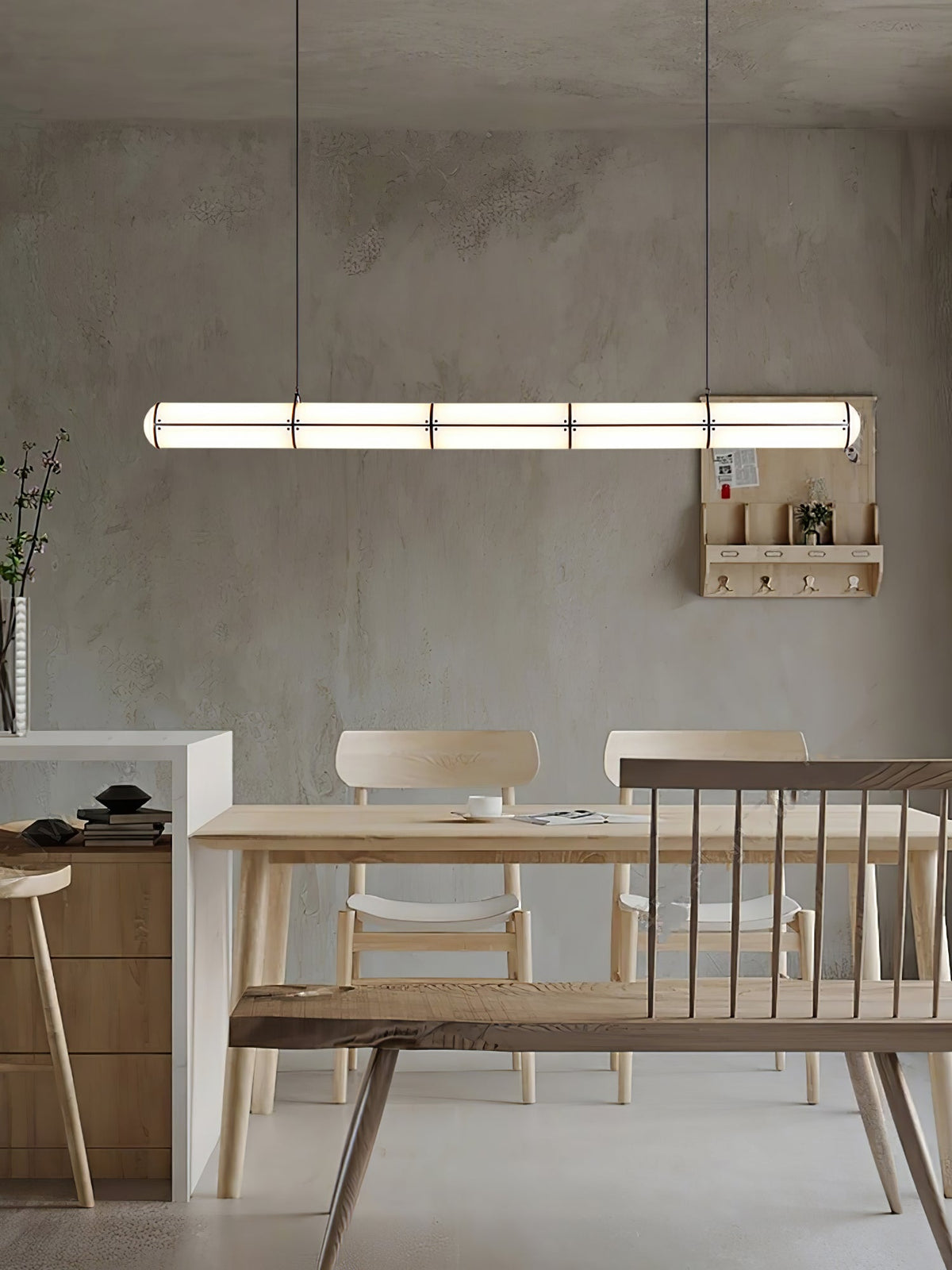 Lámpara LED lineal ajustable de 59 pulgadas, metal y acrílico, tres temperaturas de color para comedor, cocina, sala de estar, interior moderno L | Thomler