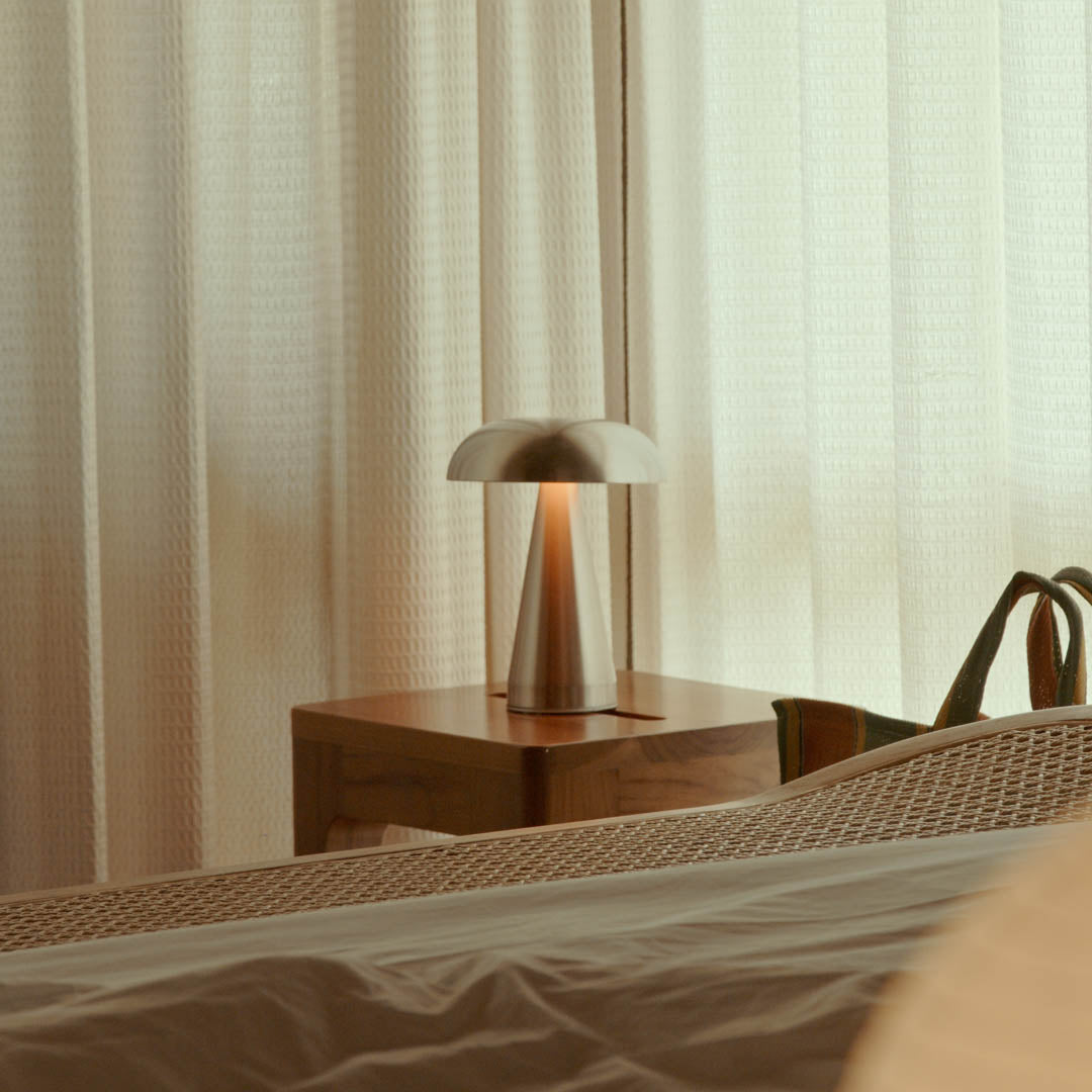 Cordless Touch Lamp Metal Rechargeable 8.5 in Portable Light Indoor Outdoor Patio Dining Bedside Nightstand Ambient USB-C 3 Brightness Level | Thomler