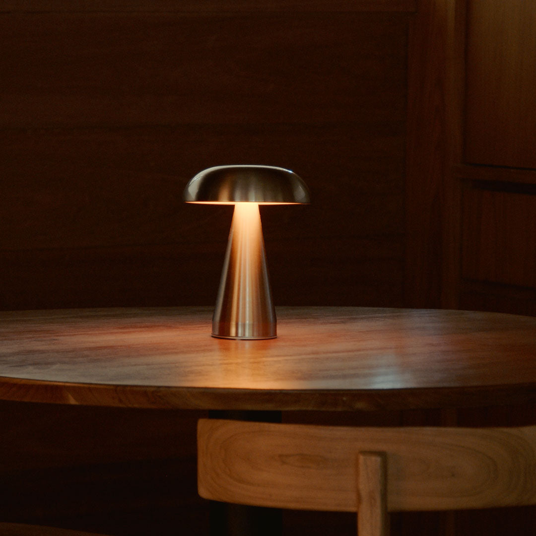 Cordless Touch Lamp Metal Rechargeable 8.5 in Portable Light Indoor Outdoor Patio Dining Bedside Nightstand Ambient USB-C 3 Brightness Level | Thomler