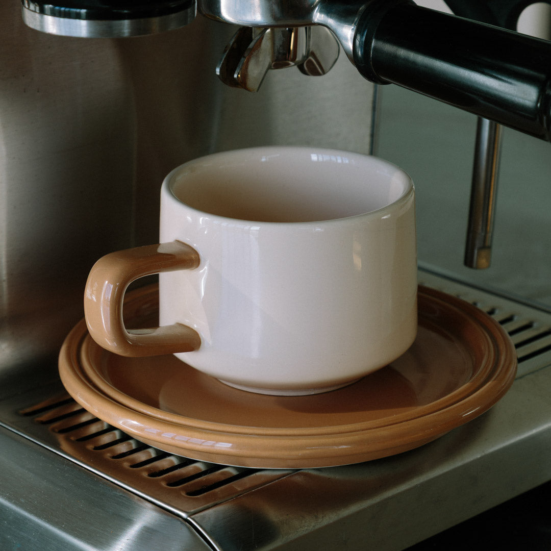 Dúo de taza y plato de porcelana de inspiración vintage para bebidas calientes, café matutino, servicio de té por la tarde, vajilla de cocina ideal para regalo | Thomler