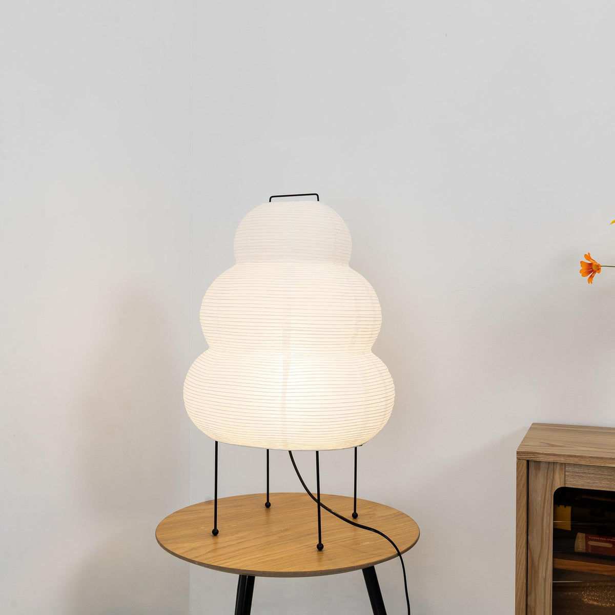 Lámpara de acento con pantalla de papel hecha a mano, 10 pulgadas de ancho, luz nocturna LED de brillo cálido para dormitorio, oficina, escritorio, rincón de lectura, estilo minimalista japonés