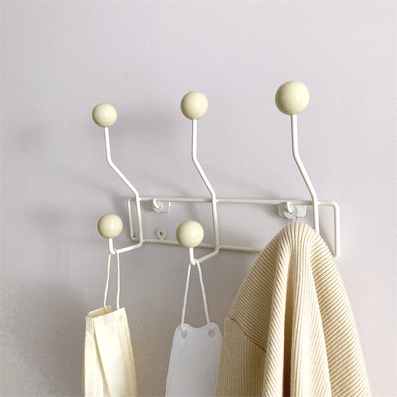 Metal Hook Rack for Entryway Storage – Dual-Hook Design with Glossy Knobs for Coats, Bags & Hats – Compact Space-Saving Organizer for Hallwa | Thomler