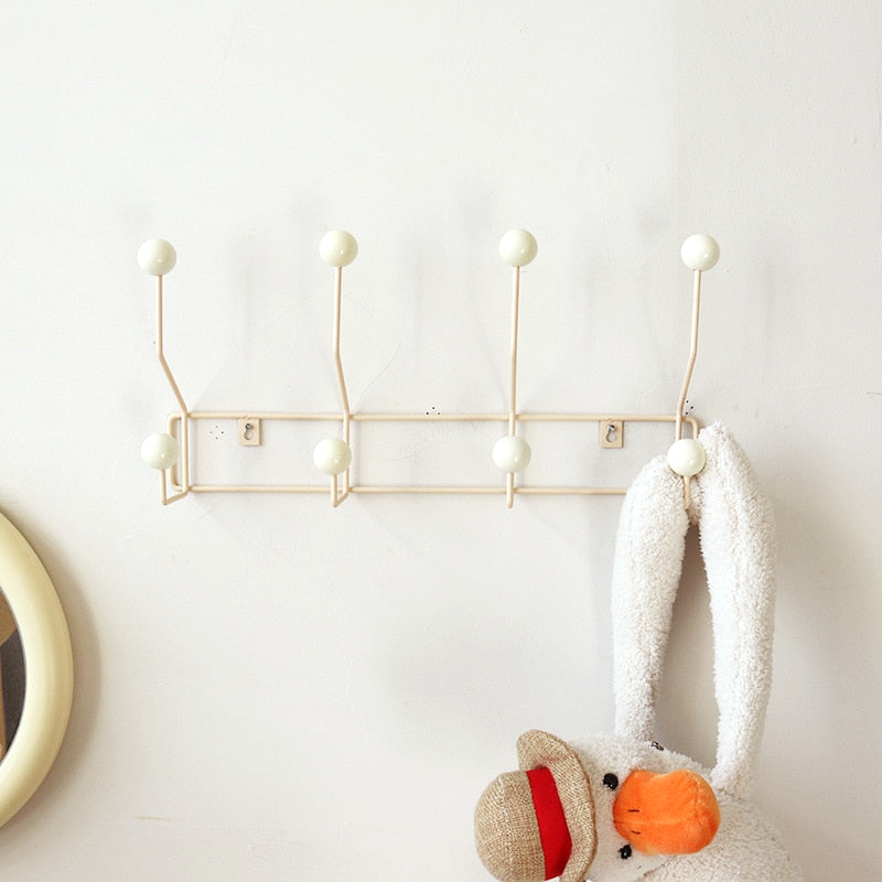 Metal Hook Rack for Entryway Storage – Dual-Hook Design with Glossy Knobs for Coats, Bags & Hats – Compact Space-Saving Organizer for Hallwa | Thomler
