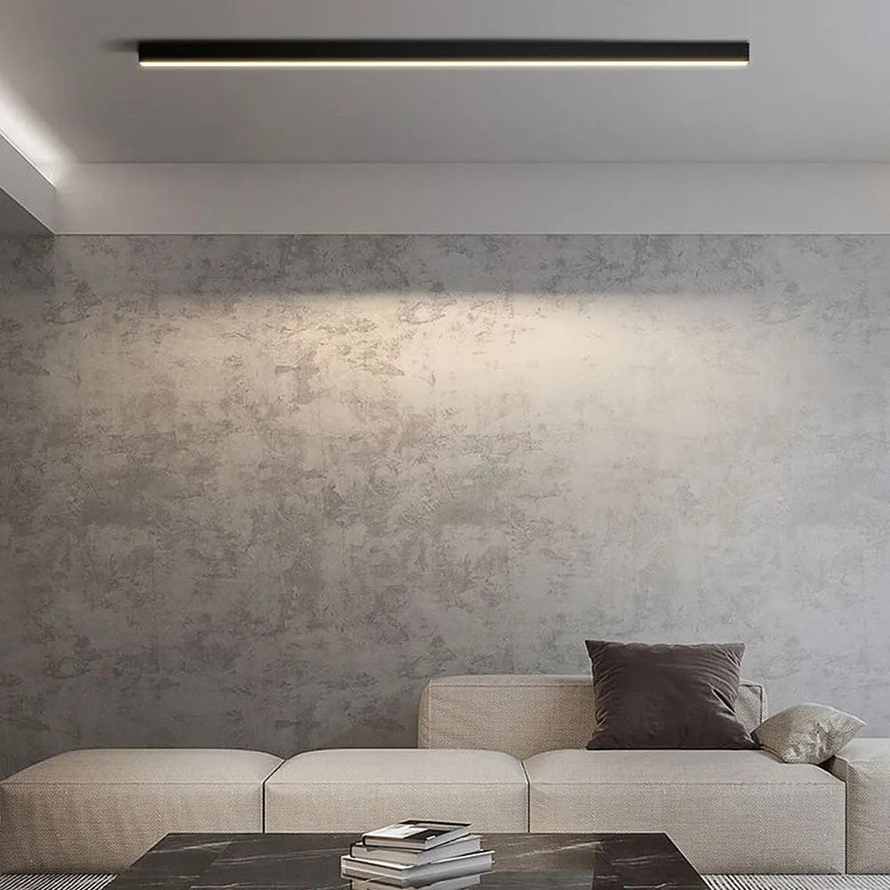 Linear LED Flush Mount Ceiling Light 47-inch Black Fixture for Bedroom Living Room Hallway Contemporary Minimalist Home Lighting | Thomler