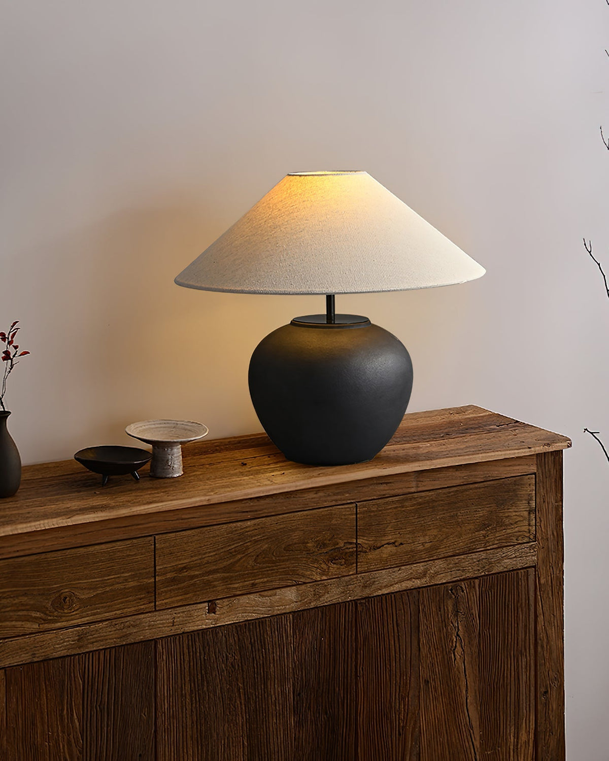 Handcrafted Ceramic Bedside Lamp 16x15 inches White Ambient Light for Bedroom Nightstand Reading Corner Living Room Side Table Desk Accent M | Thomler