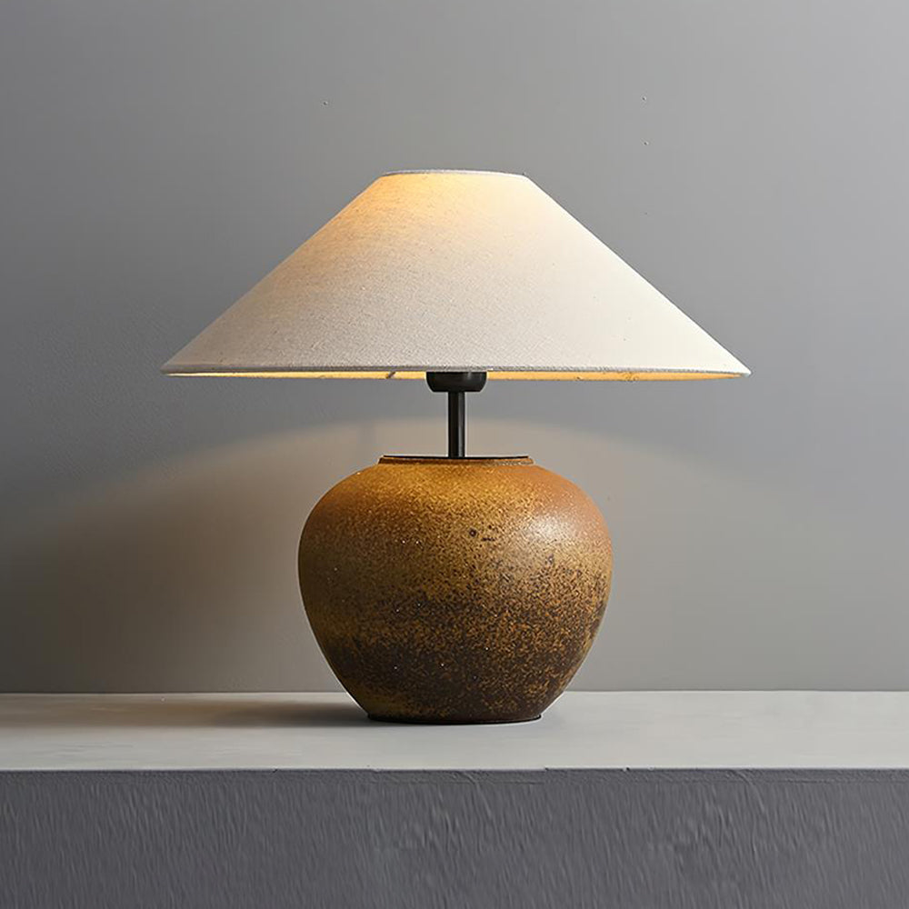 Handcrafted Ceramic Bedside Lamp 16x15 inches White Ambient Light for Bedroom Nightstand Reading Corner Living Room Side Table Desk Accent M | Thomler