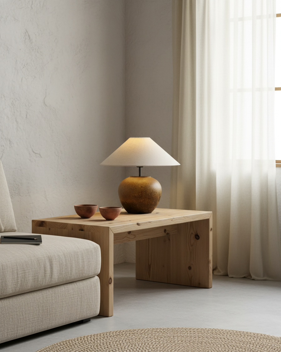 Handcrafted Ceramic Bedside Lamp 16x15 inches White Ambient Light for Bedroom Nightstand Reading Corner Living Room Side Table Desk Accent M | Thomler