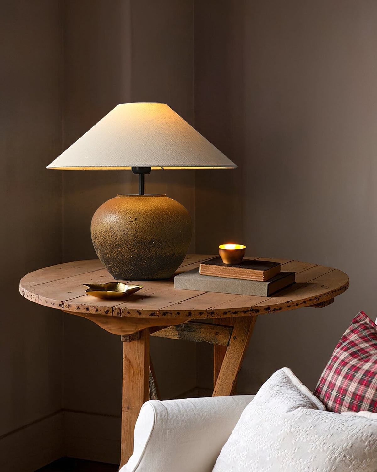 Handcrafted Ceramic Bedside Lamp 16x15 inches White Ambient Light for Bedroom Nightstand Reading Corner Living Room Side Table Desk Accent M | Thomler