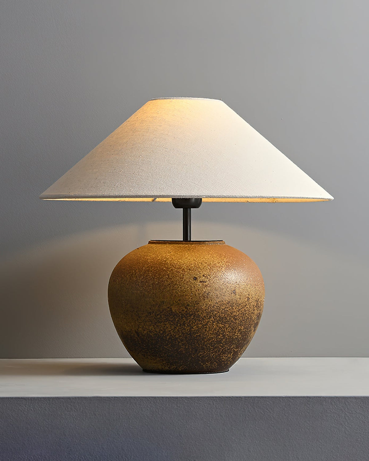 Handcrafted Ceramic Bedside Lamp 16x15 inches White Ambient Light for Bedroom Nightstand Reading Corner Living Room Side Table Desk Accent M | Thomler