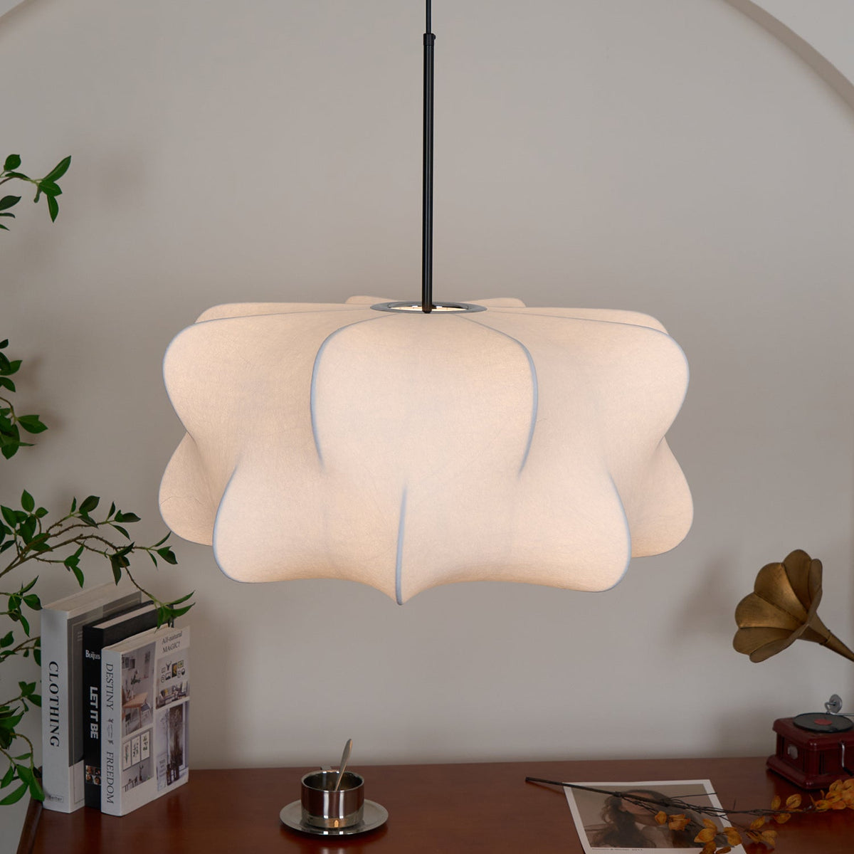 Lámpara colgante de 3 luces Silk Cloud, blanca, 24 pulgadas, montaje en techo ajustable, E27, para comedor, sala de estar, cocina, luz de techo interior moderna | Thomler