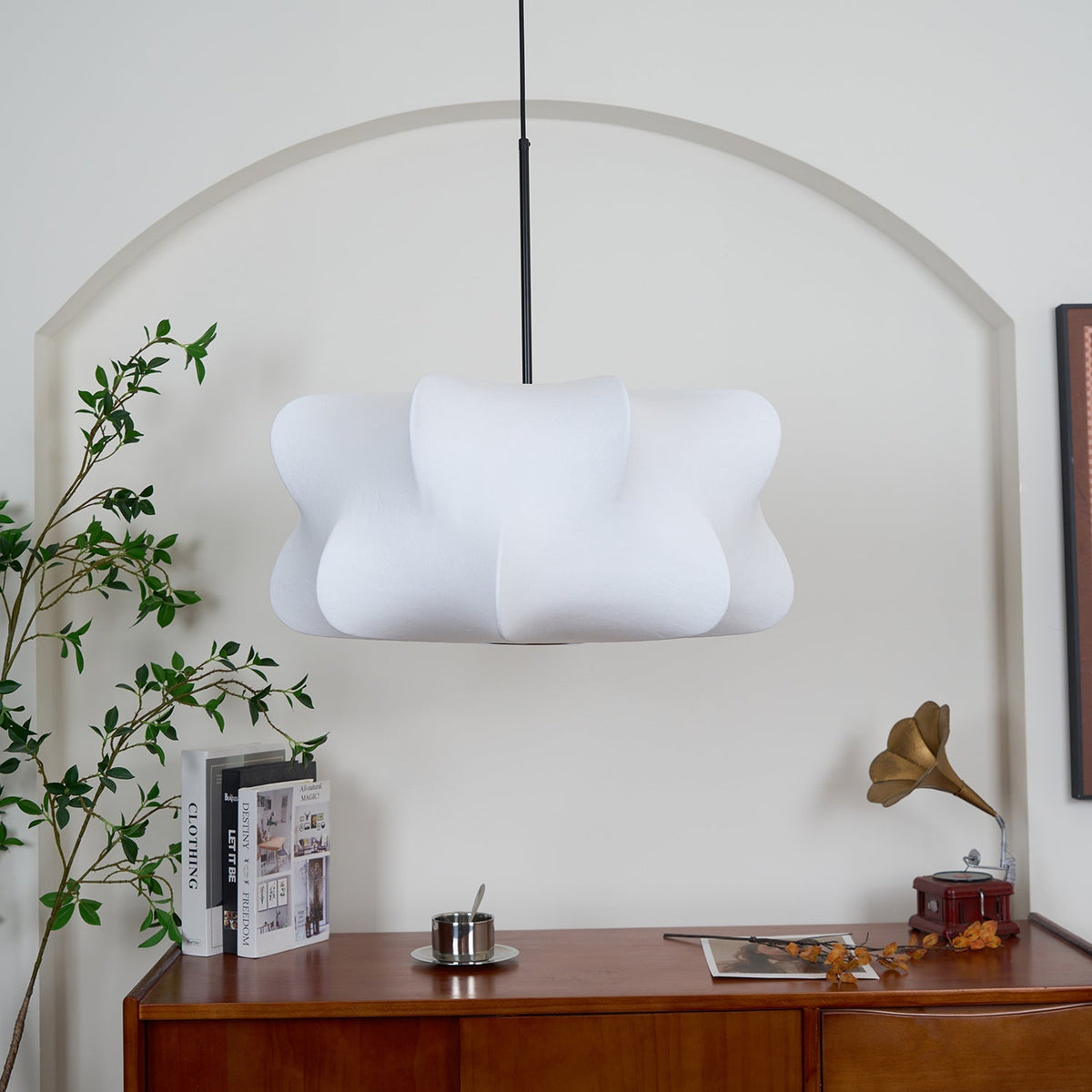 Lámpara colgante de 3 luces Silk Cloud, blanca, 24 pulgadas, montaje en techo ajustable, E27, para comedor, sala de estar, cocina, luz de techo interior moderna | Thomler