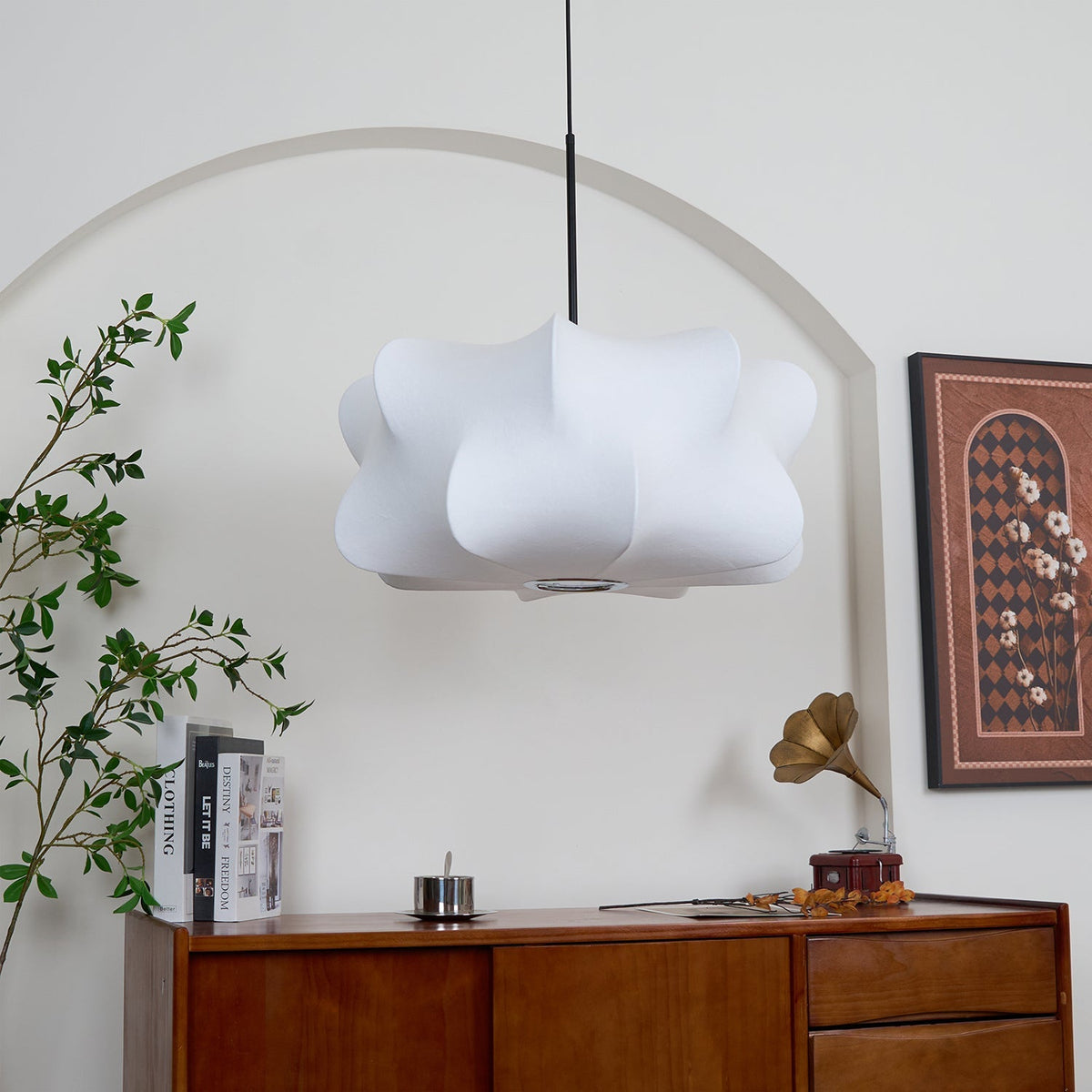 Lámpara colgante de 3 luces Silk Cloud, blanca, 24 pulgadas, montaje en techo ajustable, E27, para comedor, sala de estar, cocina, luz de techo interior moderna | Thomler