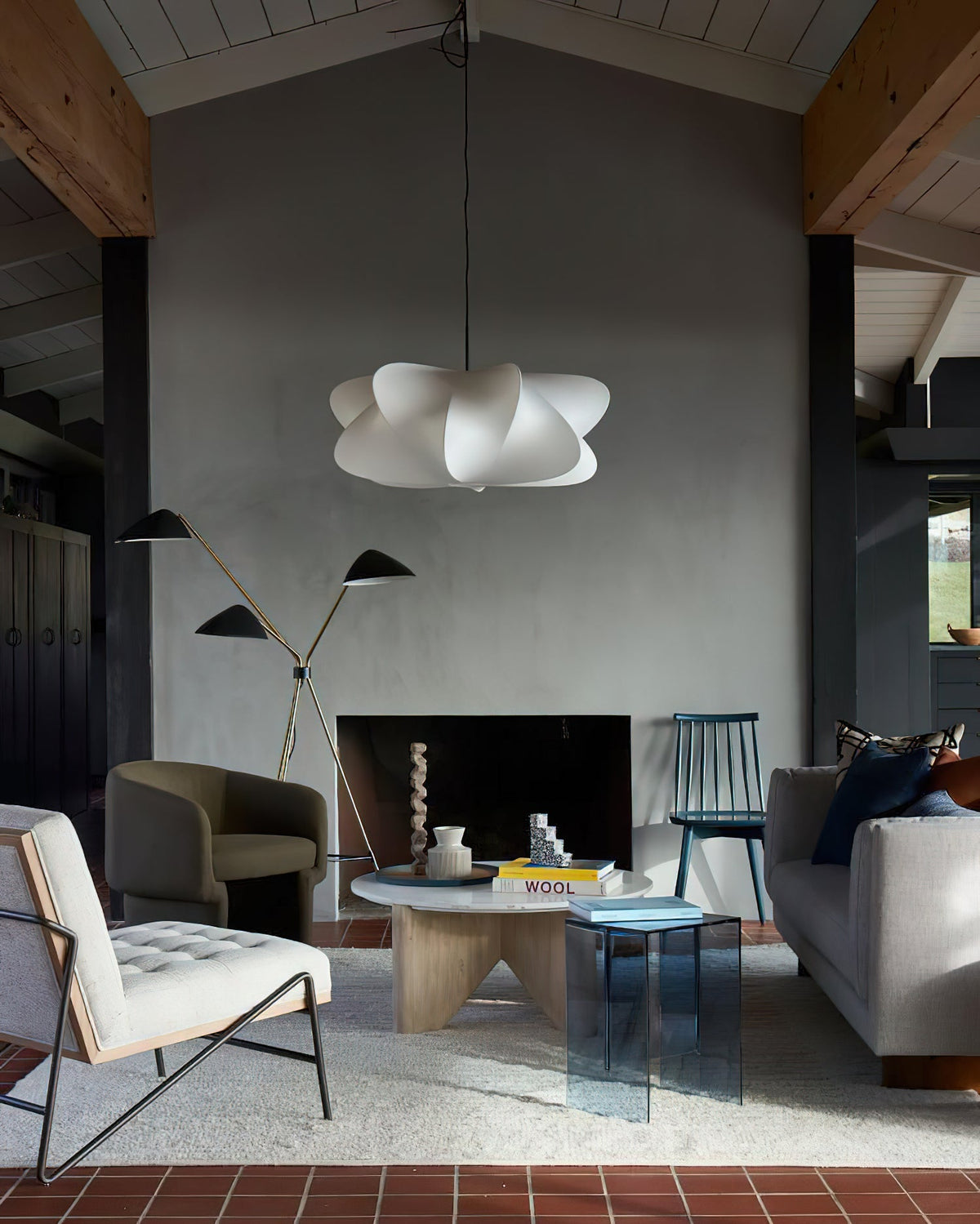 Lámpara colgante de 3 luces Silk Cloud, blanca, 24 pulgadas, montaje en techo ajustable, E27, para comedor, sala de estar, cocina, luz de techo interior moderna | Thomler