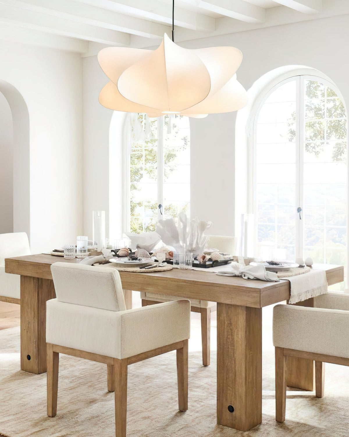 Lámpara colgante de 3 luces Silk Cloud, blanca, 24 pulgadas, montaje en techo ajustable, E27, para comedor, sala de estar, cocina, luz de techo interior moderna | Thomler