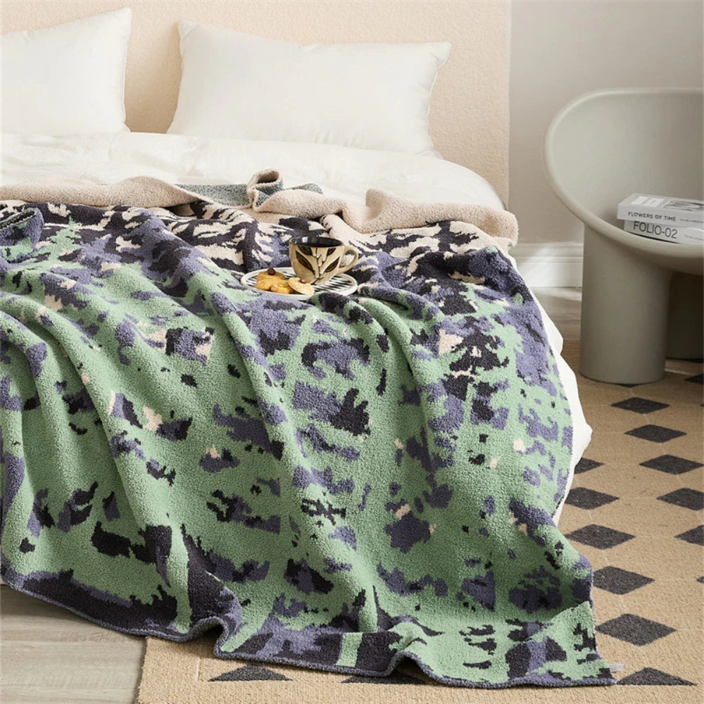 Textured Microfiber Knit Throw Blanket 51×63 Inches – Forest Pattern for Couch, Bed & Travel