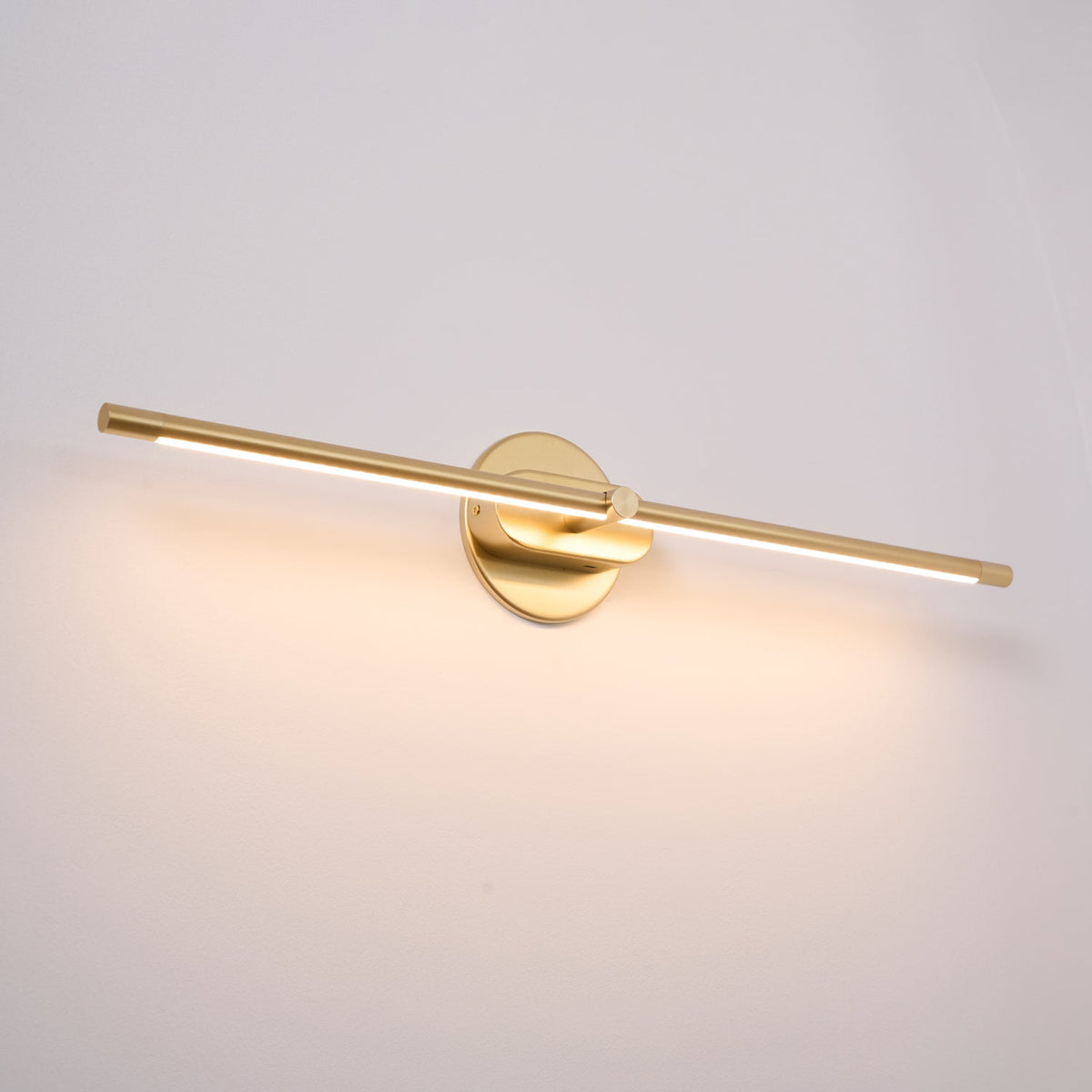 Lámpara de espejo de baño LED de 27 pulgadas, aplique de pared recargable y regulable, inalámbrico, color negro y dorado, accesorio de tocador con control táctil para baño de visitas