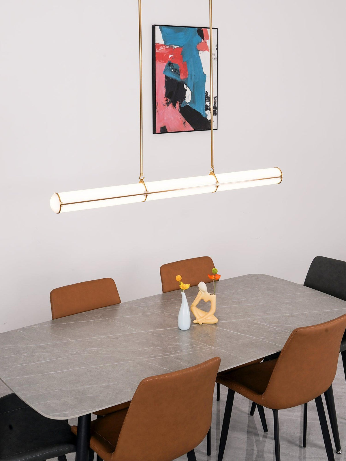 Lámpara LED lineal ajustable de 59 pulgadas, metal y acrílico, tres temperaturas de color para comedor, cocina, sala de estar, interior moderno L | Thomler