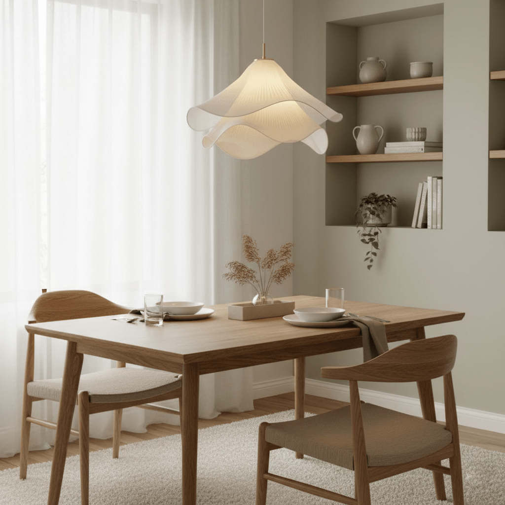 Lámpara colgante de pétalos de flores en capas, blanca y dorada, 24 pulgadas de diámetro, altura ajustable para comedor, cocina, dormitorio, sobre la mesa o isla | Thomler