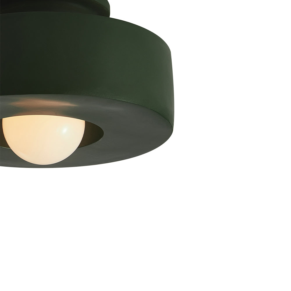 Flush Mount Drum Fixture 12-Inch Resin Shade Adjustable Brightness for Bedroom Den Hallway Low Profile 6-Inch Height Minimalist Japanese Sty | Thomler