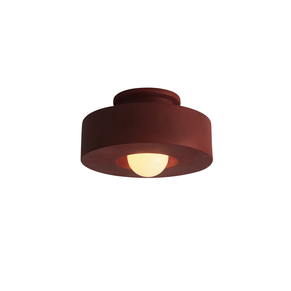 Flush Mount Drum Fixture 12-Inch Resin Shade Adjustable Brightness for Bedroom Den Hallway Low Profile 6-Inch Height Minimalist Japanese Sty | Thomler