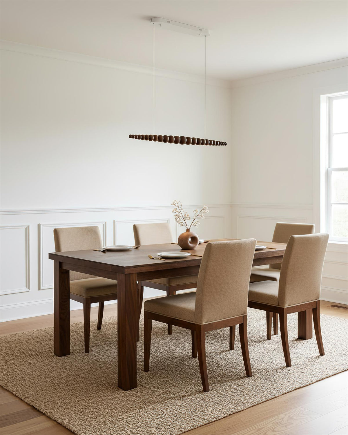 Hangende LED-armatuur 46 inch Metaal Hout Acryl Bolhanglamp 3000K Eigentijdse plafondlamp voor kookeiland eettafel | Thomler