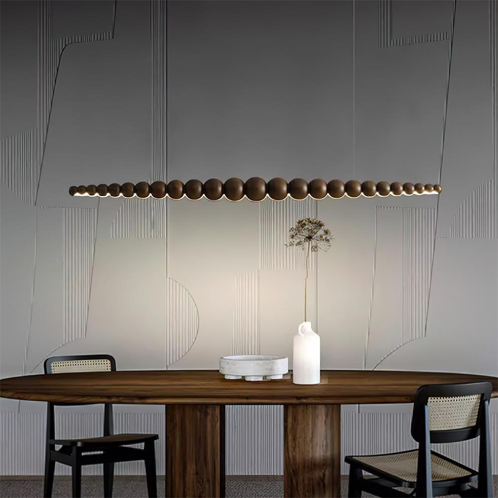 Hangende LED-armatuur 46 inch Metaal Hout Acryl Bolhanglamp 3000K Eigentijdse plafondlamp voor kookeiland eettafel | Thomler