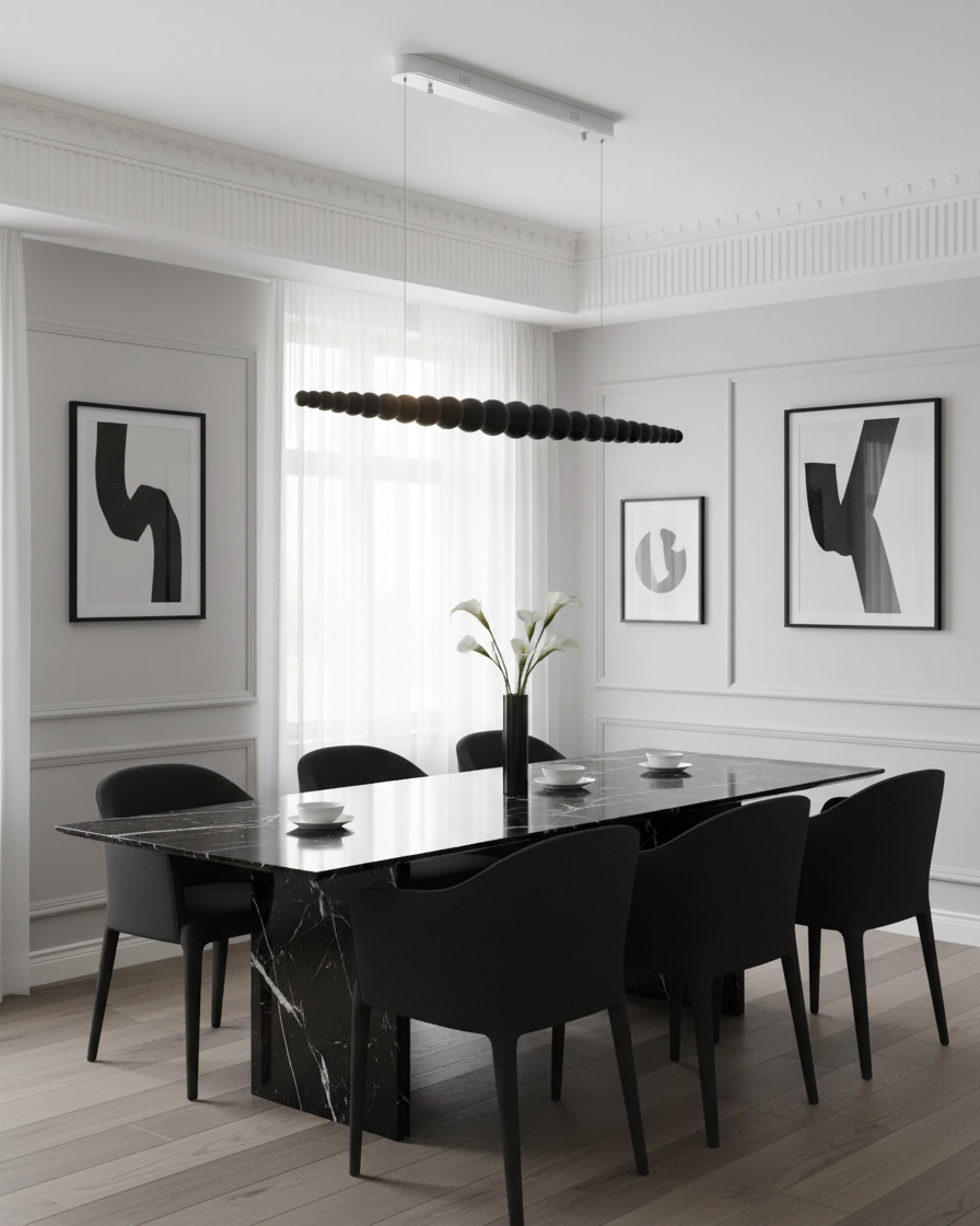 Hangende LED-armatuur 46 inch Metaal Hout Acryl Bolhanglamp 3000K Eigentijdse plafondlamp voor kookeiland eettafel | Thomler