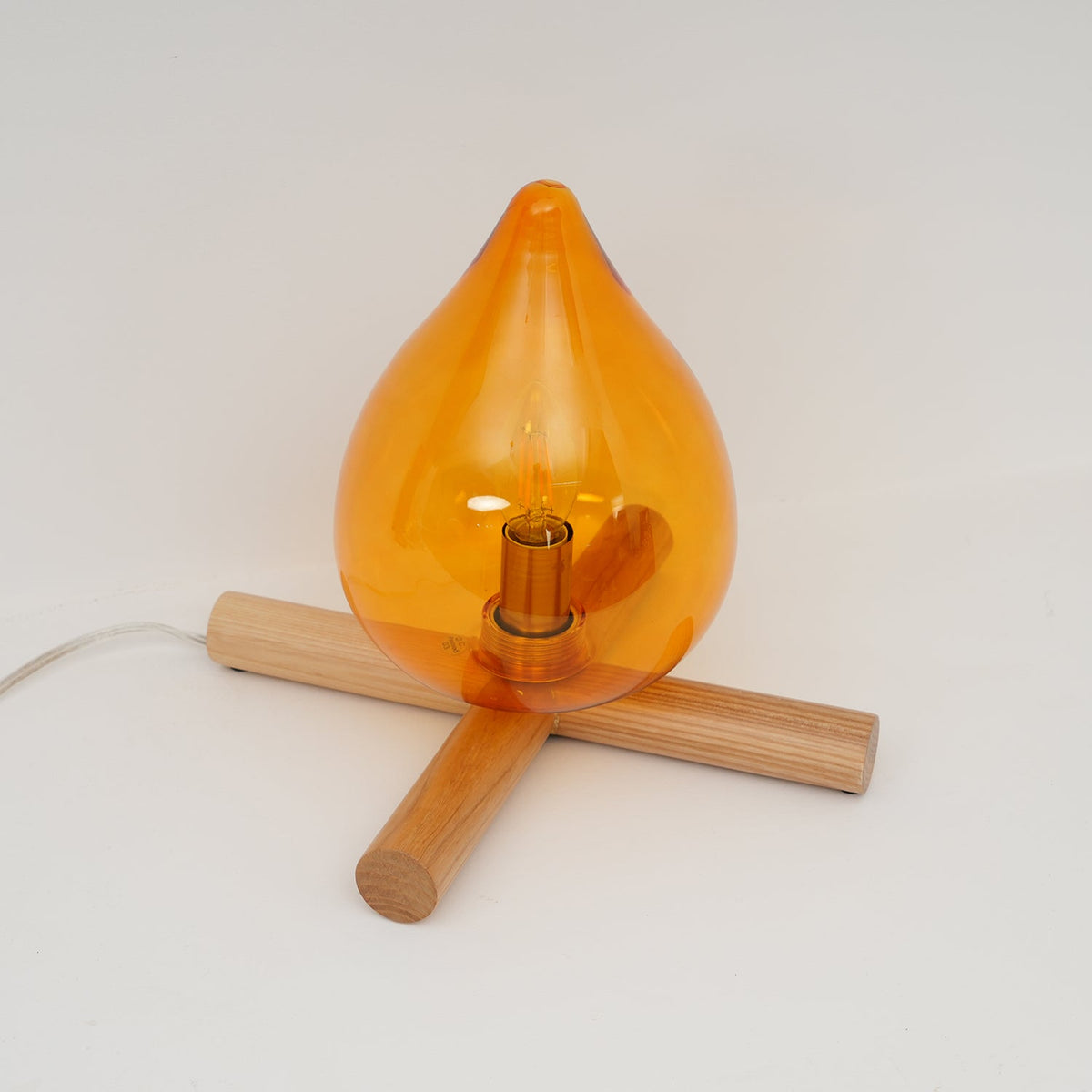 Handcrafted Orb Desk Lamp with Adjustable Color Settings – Wood & Glass Bedside Light for Cozy Home Office Reading Nook Nightstand – 12 Inch | Thomler