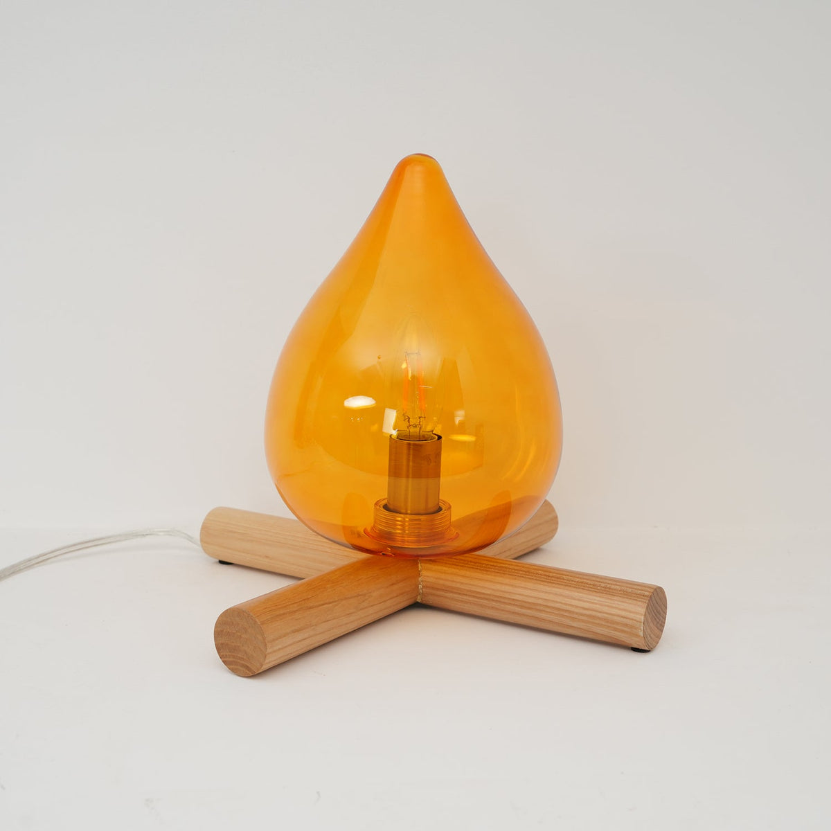 Handcrafted Orb Desk Lamp with Adjustable Color Settings – Wood & Glass Bedside Light for Cozy Home Office Reading Nook Nightstand – 12 Inch | Thomler