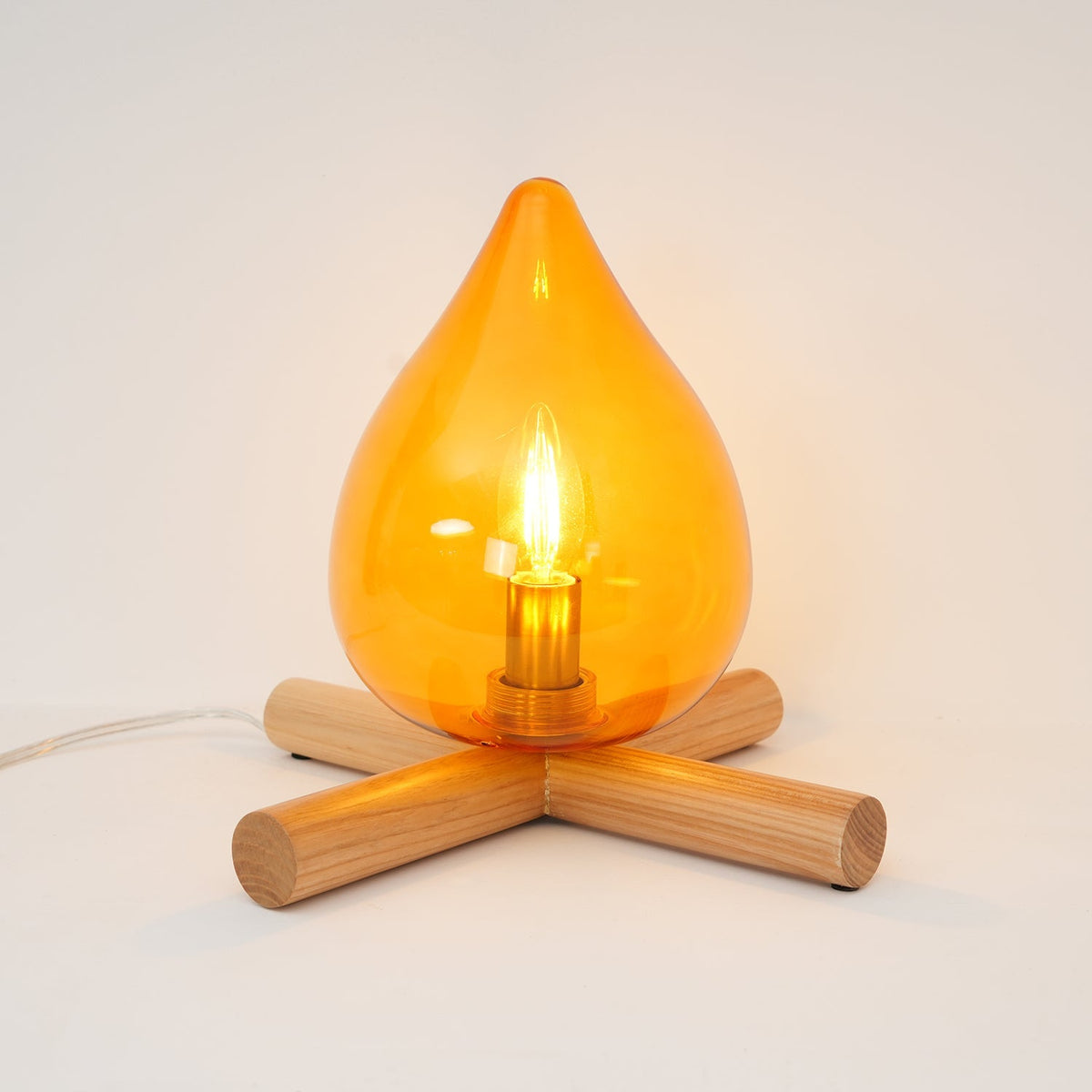 Handcrafted Orb Desk Lamp with Adjustable Color Settings – Wood & Glass Bedside Light for Cozy Home Office Reading Nook Nightstand – 12 Inch | Thomler