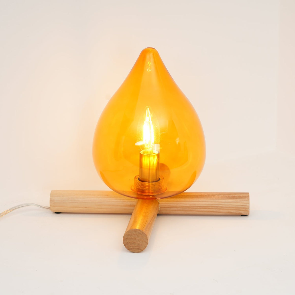 Handcrafted Orb Desk Lamp with Adjustable Color Settings – Wood & Glass Bedside Light for Cozy Home Office Reading Nook Nightstand – 12 Inch | Thomler