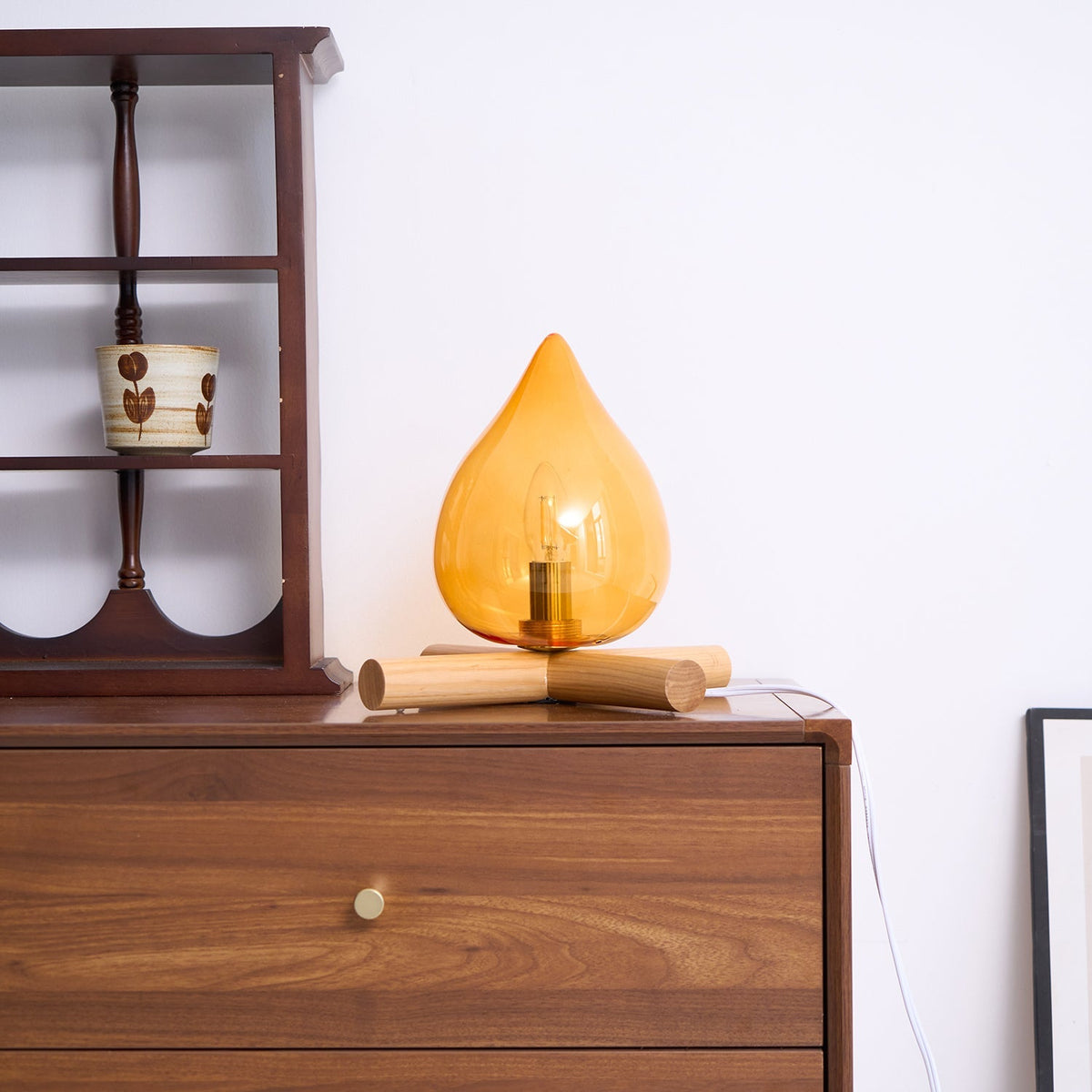 Handcrafted Orb Desk Lamp with Adjustable Color Settings – Wood & Glass Bedside Light for Cozy Home Office Reading Nook Nightstand – 12 Inch | Thomler