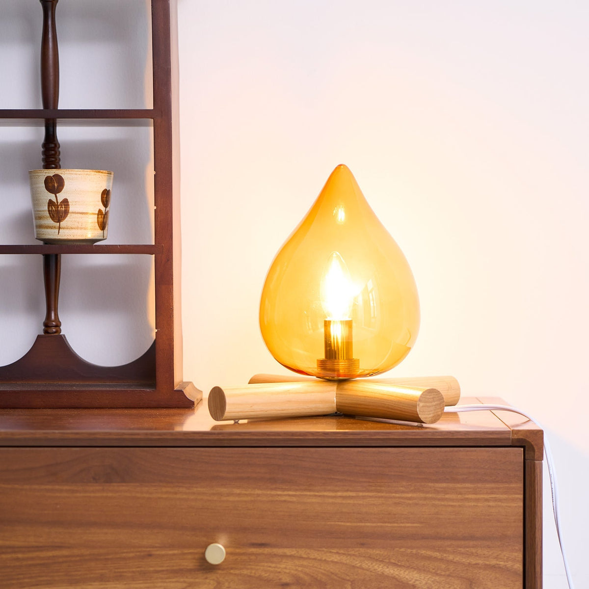 Handcrafted Orb Desk Lamp with Adjustable Color Settings – Wood & Glass Bedside Light for Cozy Home Office Reading Nook Nightstand – 12 Inch | Thomler