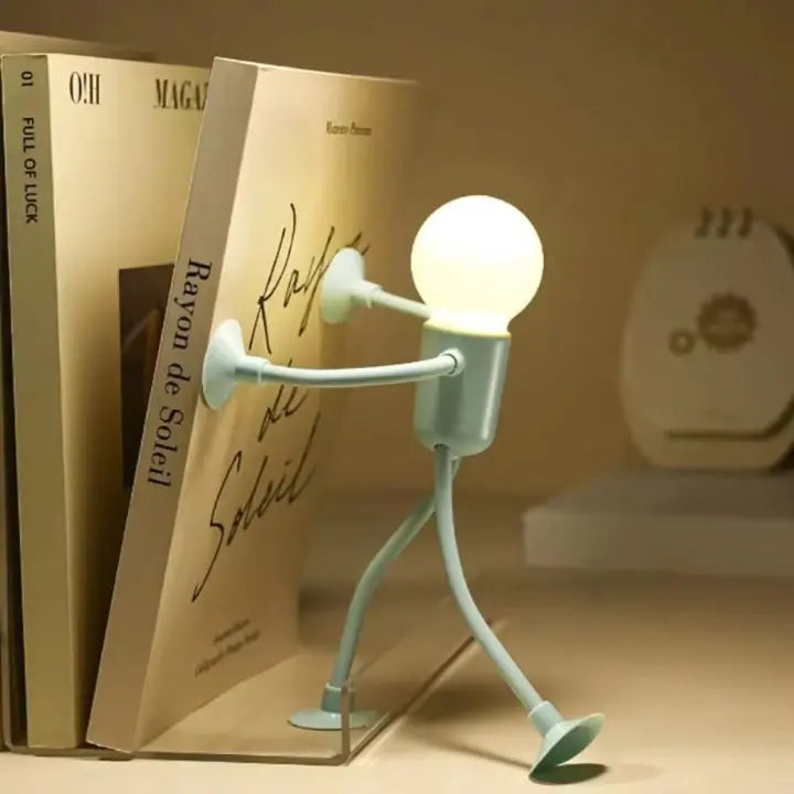 Rechargeable LED Figurine Night Light with Bendable Limbs for Bedside Tables | USB Powered Desk Accent | Soft Glow Novelty Lamp for Kids Roo | Thomler