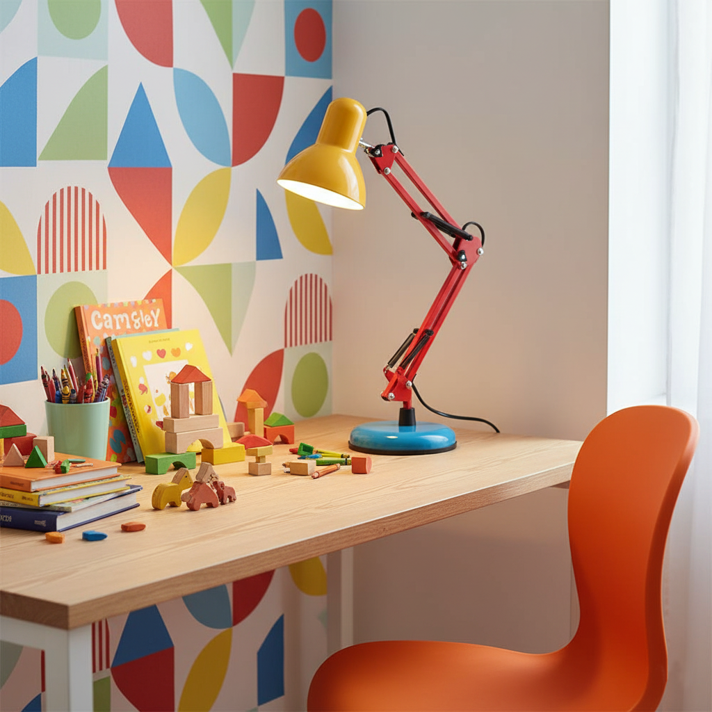 Articulating Metal Arm Task Lamp 21.6 in with Multicolor Accents for Desks Bedrooms Home Office Reading Study Workspace Nightstand | Thomler