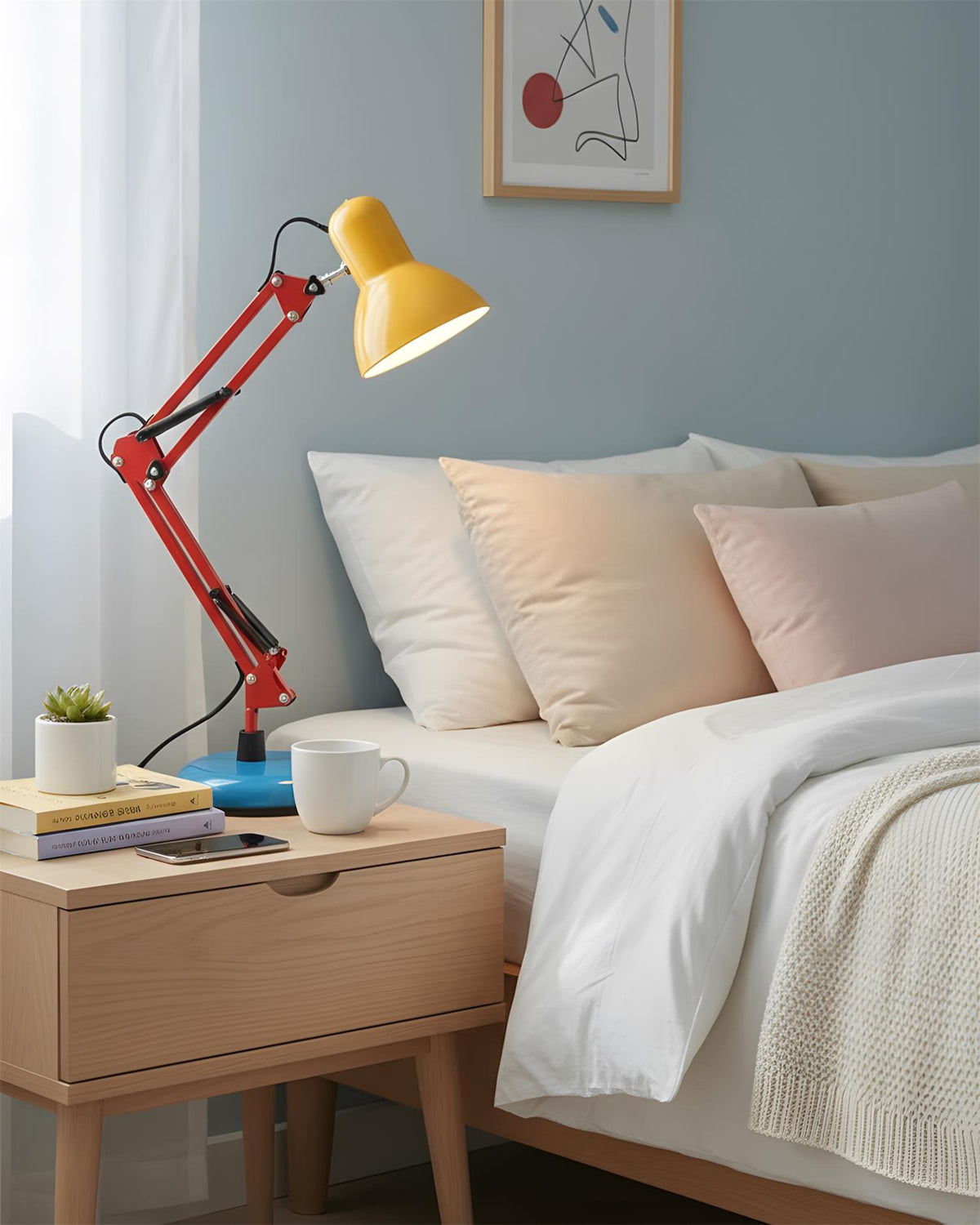 Articulating Metal Arm Task Lamp 21.6 in with Multicolor Accents for Desks Bedrooms Home Office Reading Study Workspace Nightstand | Thomler