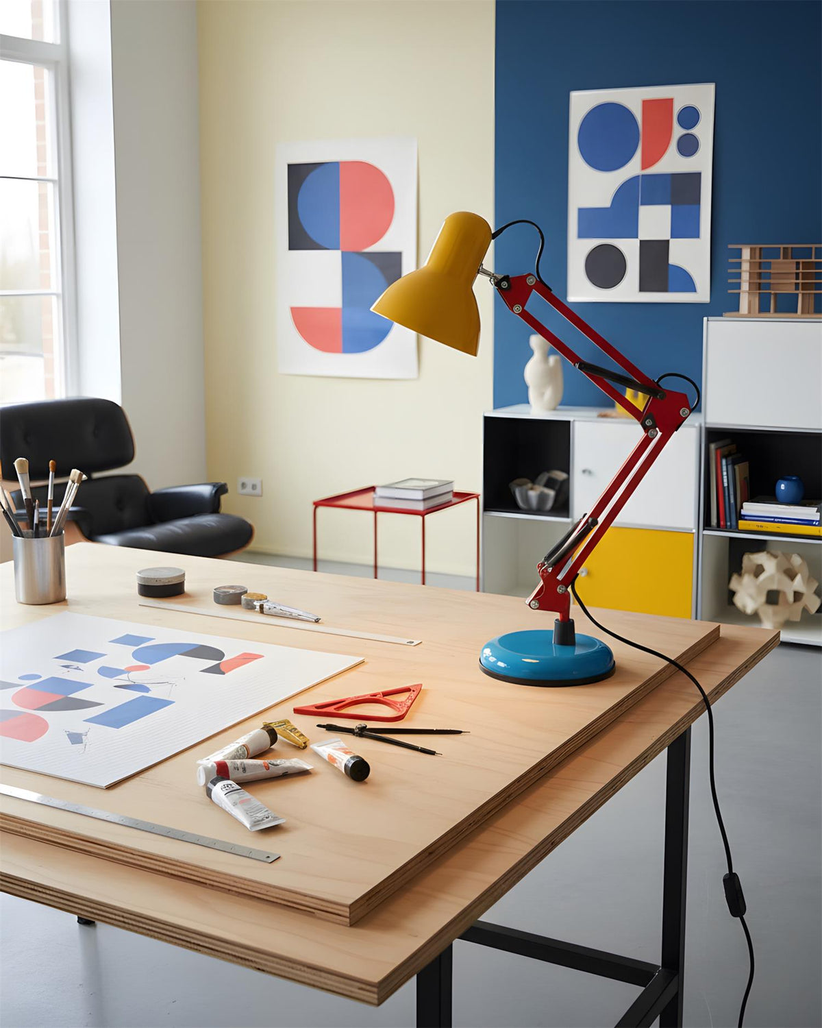 Articulating Metal Arm Task Lamp 21.6 in with Multicolor Accents for Desks Bedrooms Home Office Reading Study Workspace Nightstand | Thomler