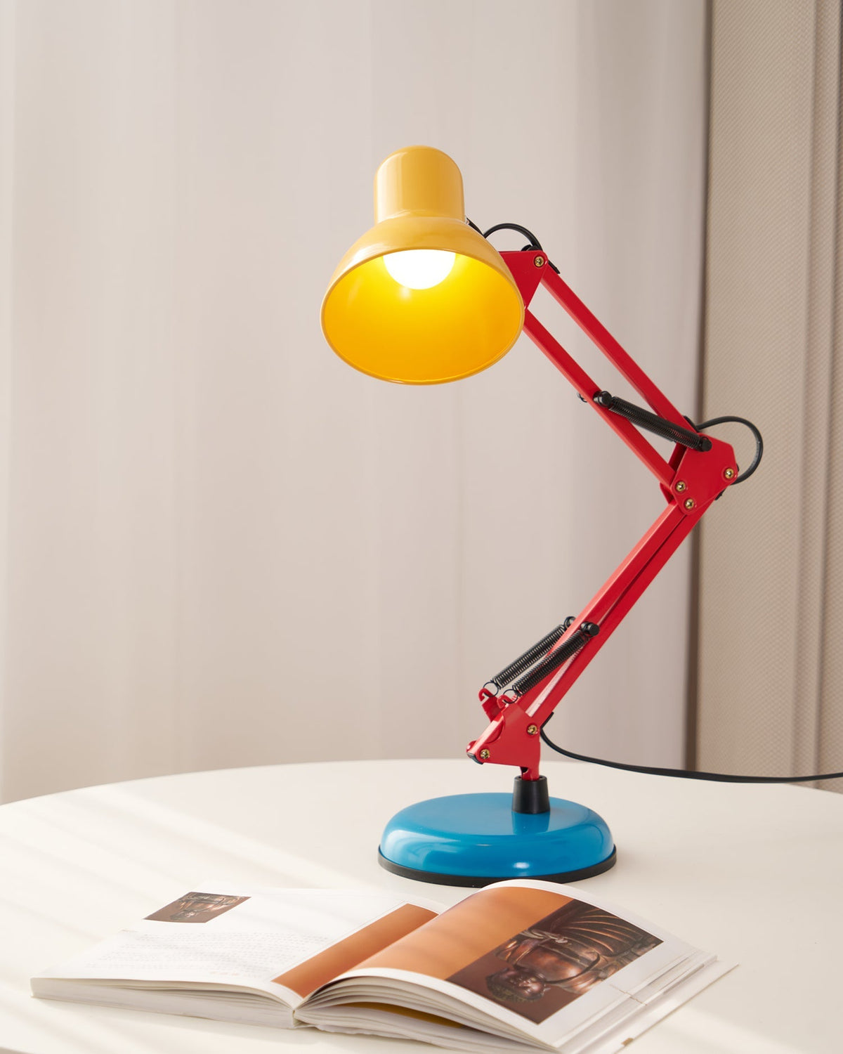 Articulating Metal Arm Task Lamp 21.6 in with Multicolor Accents for Desks Bedrooms Home Office Reading Study Workspace Nightstand | Thomler