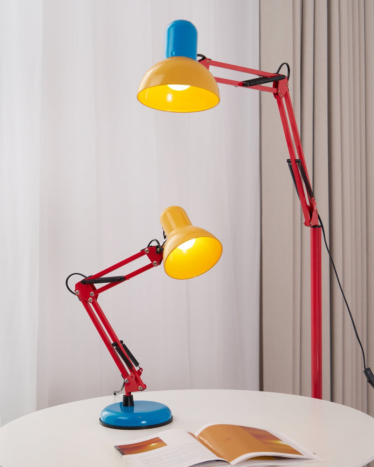Articulating Metal Arm Task Lamp 21.6 in with Multicolor Accents for Desks Bedrooms Home Office Reading Study Workspace Nightstand | Thomler