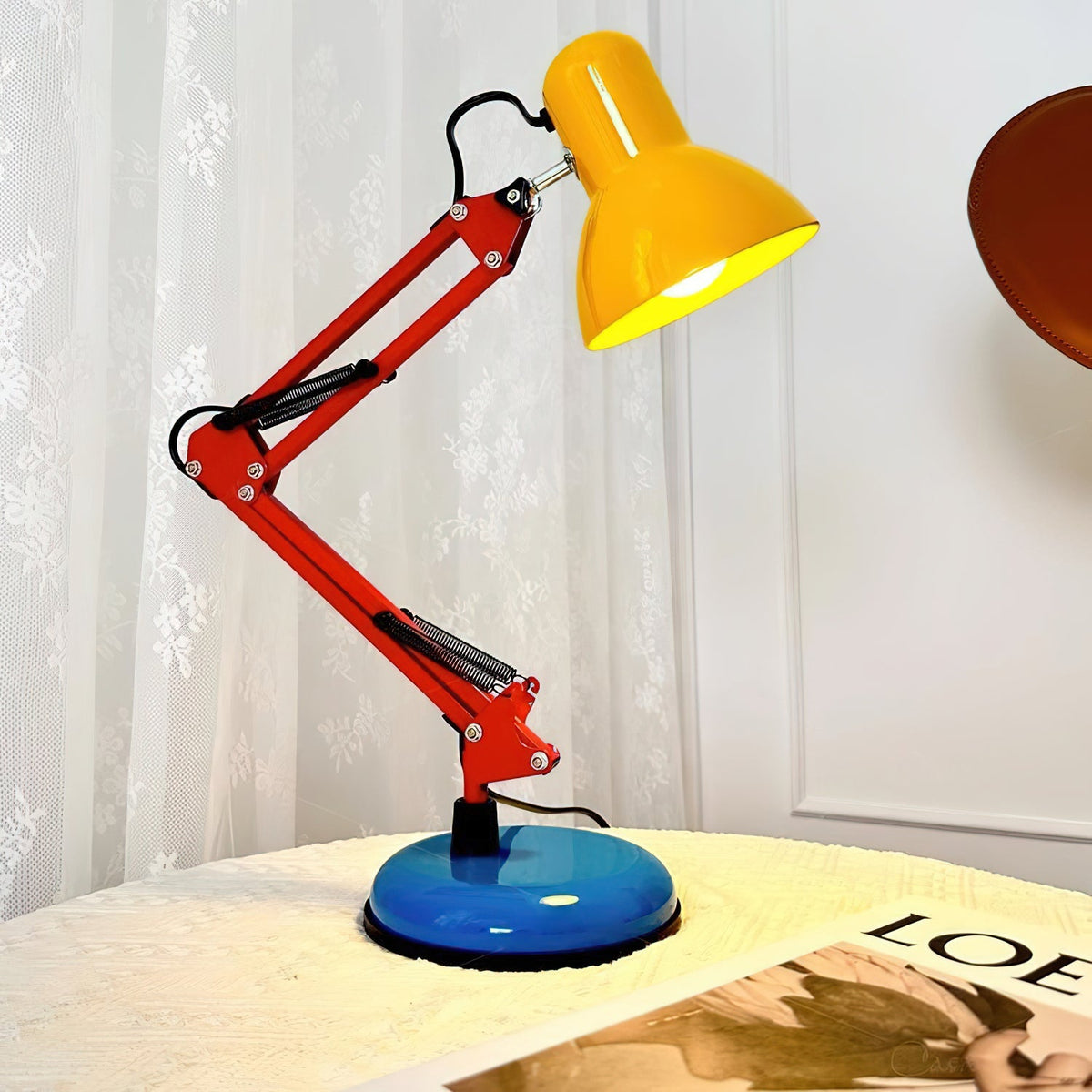 Articulating Metal Arm Task Lamp 21.6 in with Multicolor Accents for Desks Bedrooms Home Office Reading Study Workspace Nightstand | Thomler