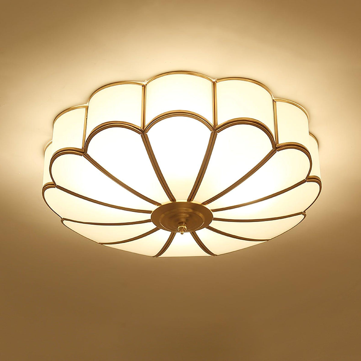Lámpara de techo de latón de montaje empotrado con vidrio esmerilado de varios brazos para dormitorio, estudio, sala de estar, iluminación de acento interior moderna semiempotrada para el hogar