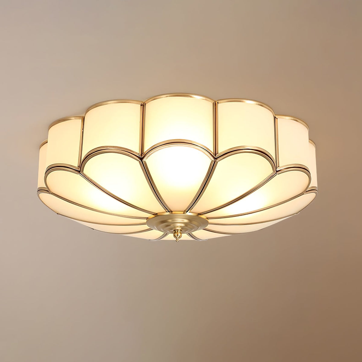 Lámpara de techo de latón de montaje empotrado con vidrio esmerilado de varios brazos para dormitorio, estudio, sala de estar, iluminación de acento interior moderna semiempotrada para el hogar