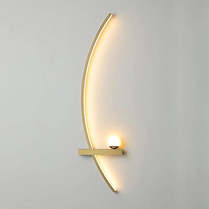 Gebogen LED-wandlamp aluminium boogverlichting voor slaapkamer hal woonkamer moderne accentverlichting wandarmatuur zwart goud afwerking wandmontage binnenverlichting | Thomler