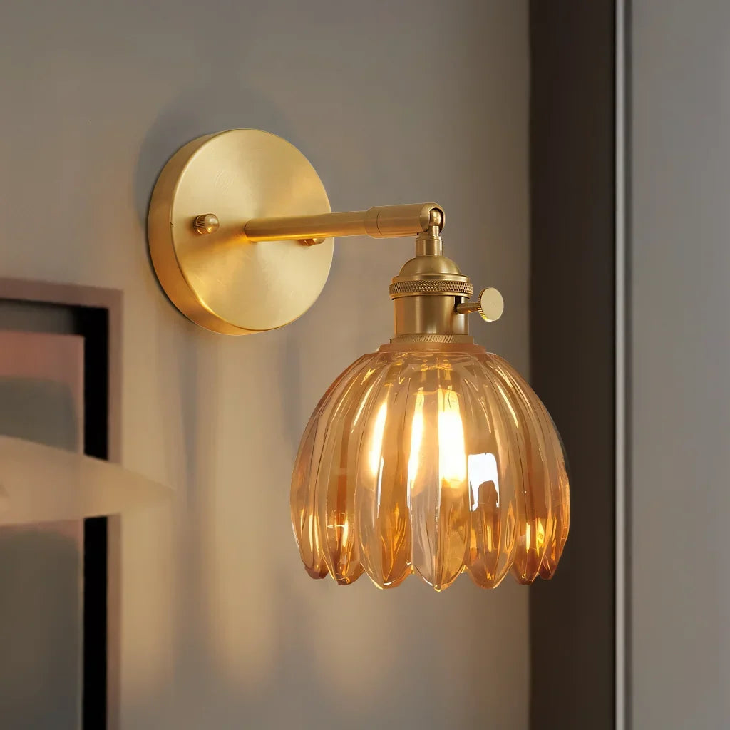 Adjustable Glass Sconce 8-Inch Tulip Shade for Bedroom Hallway Living Room Corner Accent Lighting E27 Socket Rotatable Design | Thomler
