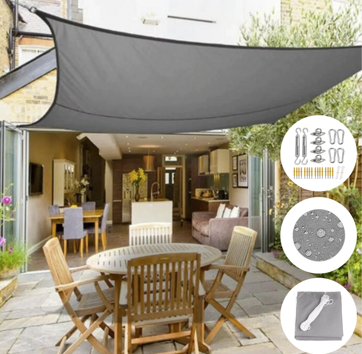 Waterproof Sun Shade Sail Triangle Rectangle Square UV Protection Outdoor Patio Deck Canopy for Backyard Garden Pergola Pool Camping