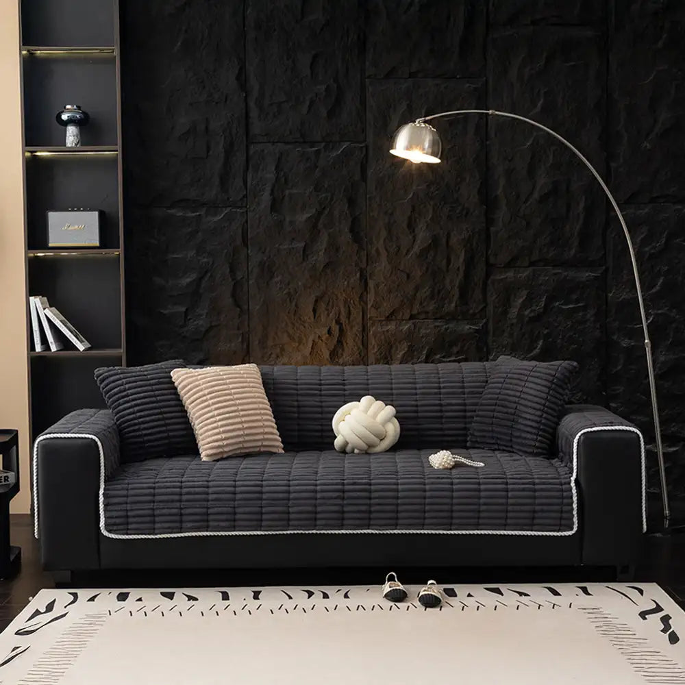 Quilted Furniture Protector with Moisture Barrier Non-Skid Backing for Couch Loveseat Chair Pet-Friendly Machine Washable Soft Flannel