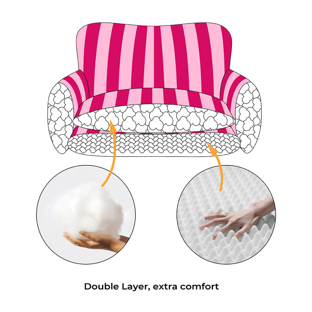 Plush Pet Couch with Washable Cover - Dual-Layer Cushioned Lounger for Dogs & Cats - Striped Fleece Nap Spot