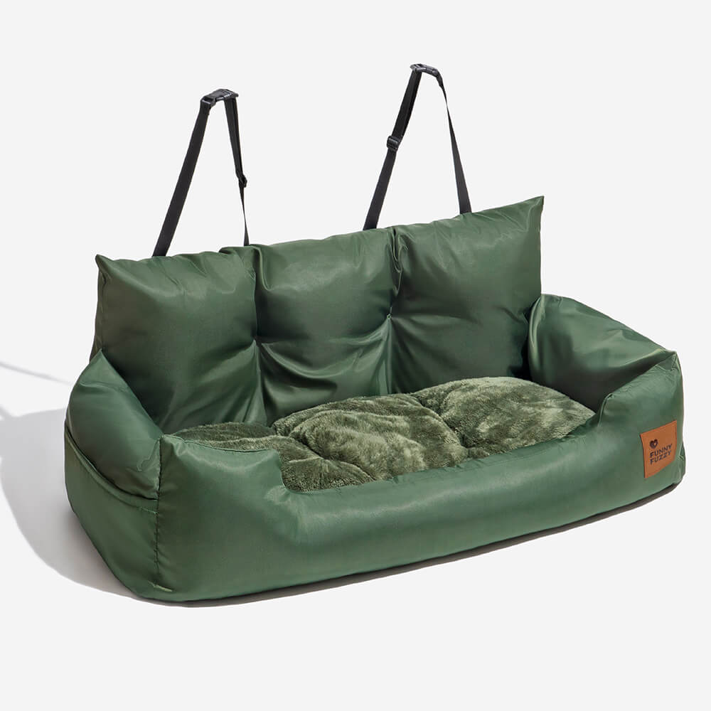 Funda de asiento de coche para perros – Hamaca de viaje acolchada para perros medianos y grandes con correas de seguridad y bolsillos de almacenamiento