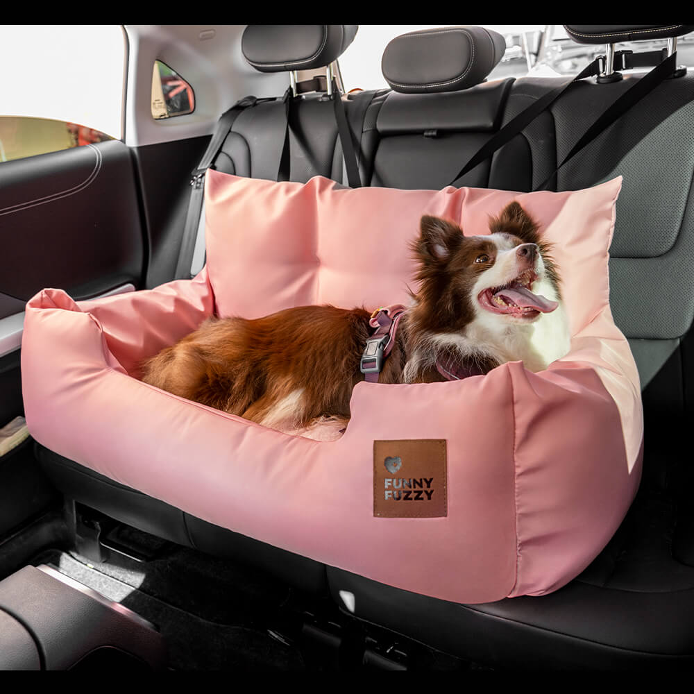 Funda de asiento de coche para perros – Hamaca de viaje acolchada para perros medianos y grandes con correas de seguridad y bolsillos de almacenamiento