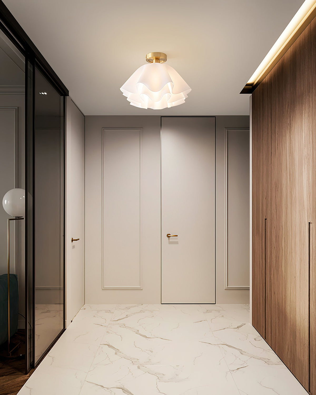 Flush Mount Acrylic Folded Ceiling Light 12 in White for Bedroom Living Room Hallway Modern E27 LED Fixture Home Decor Overhead Lighting | Thomler